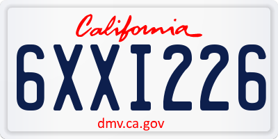 CA license plate 6XXI226