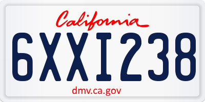 CA license plate 6XXI238