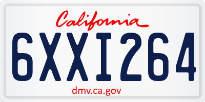 CA license plate 6XXI264