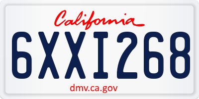 CA license plate 6XXI268