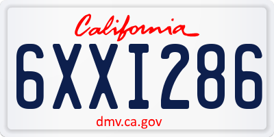 CA license plate 6XXI286