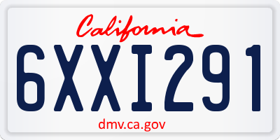 CA license plate 6XXI291