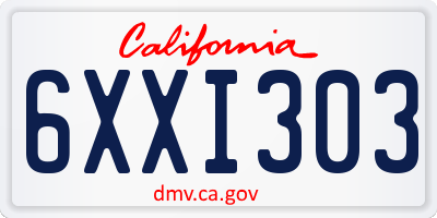 CA license plate 6XXI303