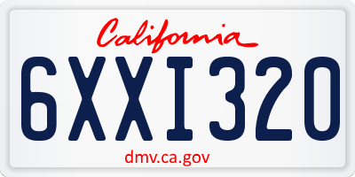 CA license plate 6XXI320