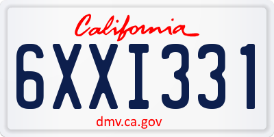 CA license plate 6XXI331