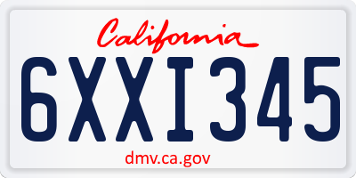 CA license plate 6XXI345