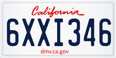 CA license plate 6XXI346