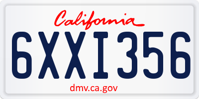 CA license plate 6XXI356