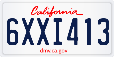 CA license plate 6XXI413