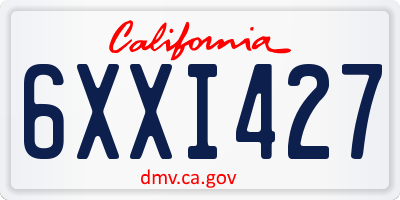 CA license plate 6XXI427