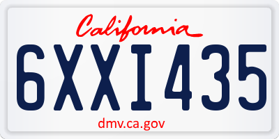 CA license plate 6XXI435