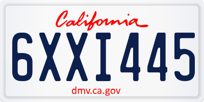 CA license plate 6XXI445