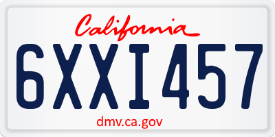 CA license plate 6XXI457
