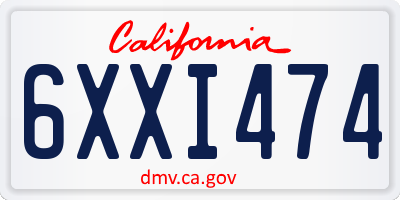 CA license plate 6XXI474