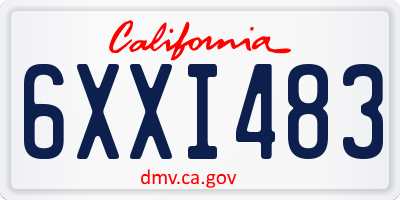 CA license plate 6XXI483
