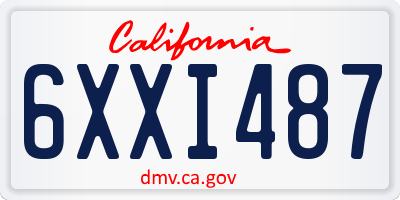 CA license plate 6XXI487
