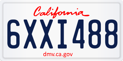 CA license plate 6XXI488