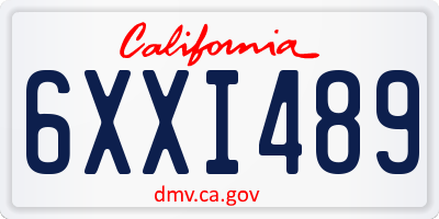 CA license plate 6XXI489