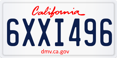 CA license plate 6XXI496