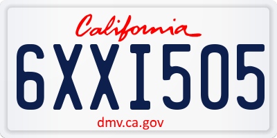 CA license plate 6XXI505