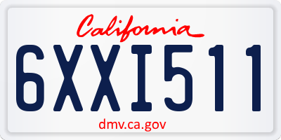 CA license plate 6XXI511