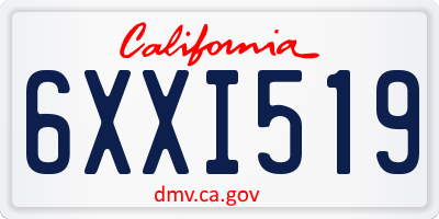 CA license plate 6XXI519