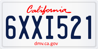 CA license plate 6XXI521