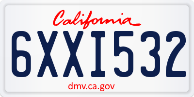 CA license plate 6XXI532