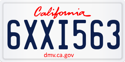 CA license plate 6XXI563
