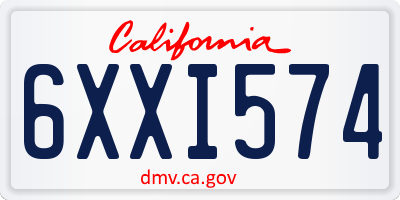 CA license plate 6XXI574