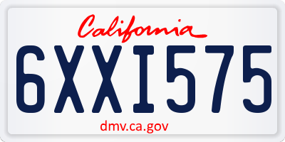 CA license plate 6XXI575