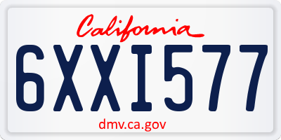 CA license plate 6XXI577