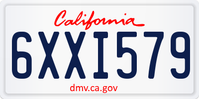 CA license plate 6XXI579