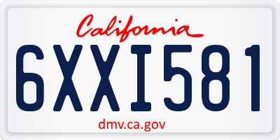 CA license plate 6XXI581