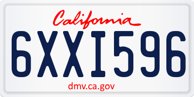 CA license plate 6XXI596
