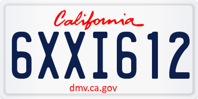 CA license plate 6XXI612