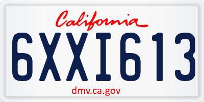 CA license plate 6XXI613