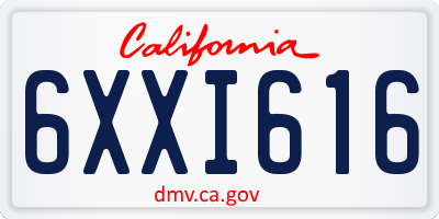 CA license plate 6XXI616
