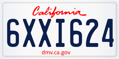 CA license plate 6XXI624