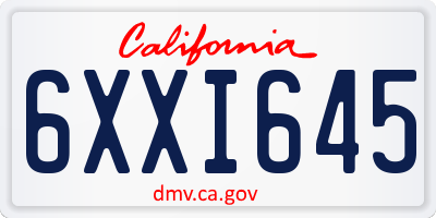 CA license plate 6XXI645