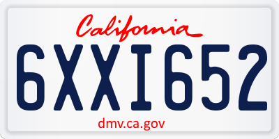 CA license plate 6XXI652