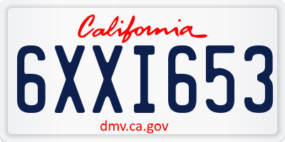 CA license plate 6XXI653