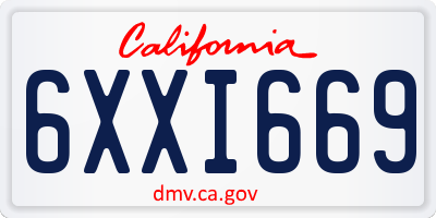 CA license plate 6XXI669