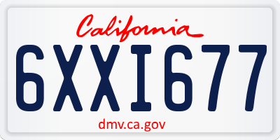 CA license plate 6XXI677