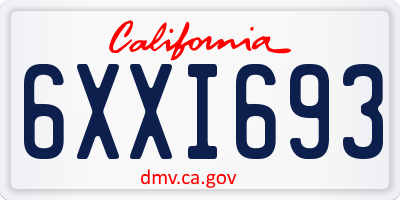 CA license plate 6XXI693