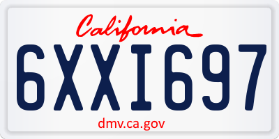 CA license plate 6XXI697
