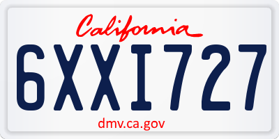 CA license plate 6XXI727