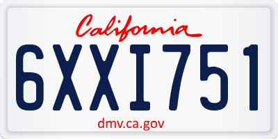 CA license plate 6XXI751