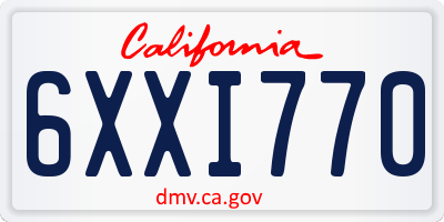 CA license plate 6XXI770