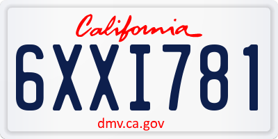 CA license plate 6XXI781
